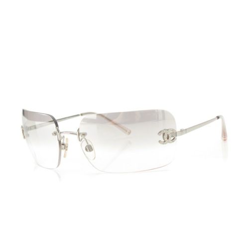 シャネル ココマーク ラインストーン リムレス サングラス アイウェア 4017-D シルバー 62□17