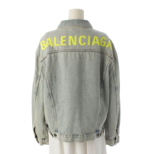 バレンシアガ ウォッシュド バックロゴ デニムジャケット 557351 インディゴ 48