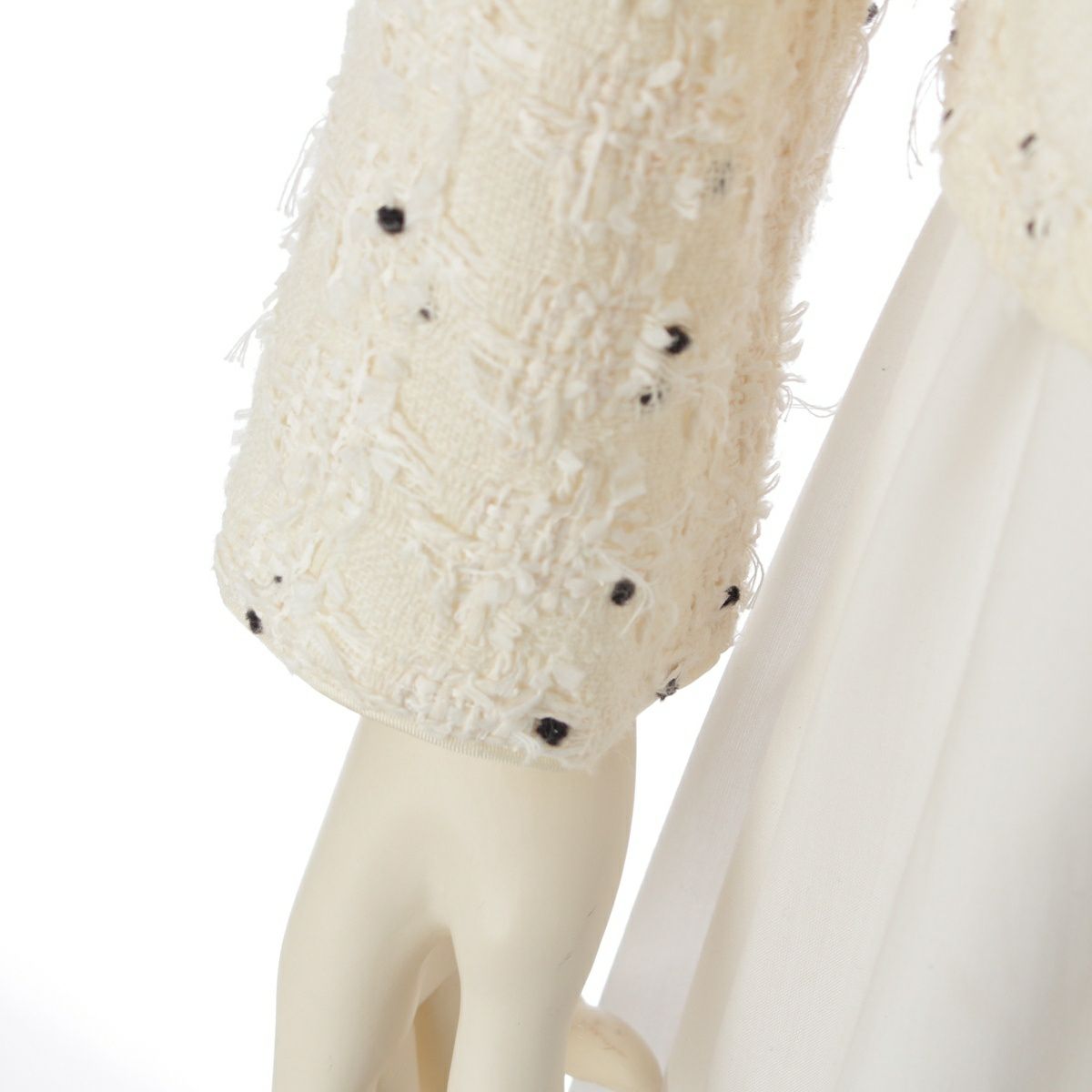 ドゥロワー コットン ドット ツイード ジップアップ ノーカラー