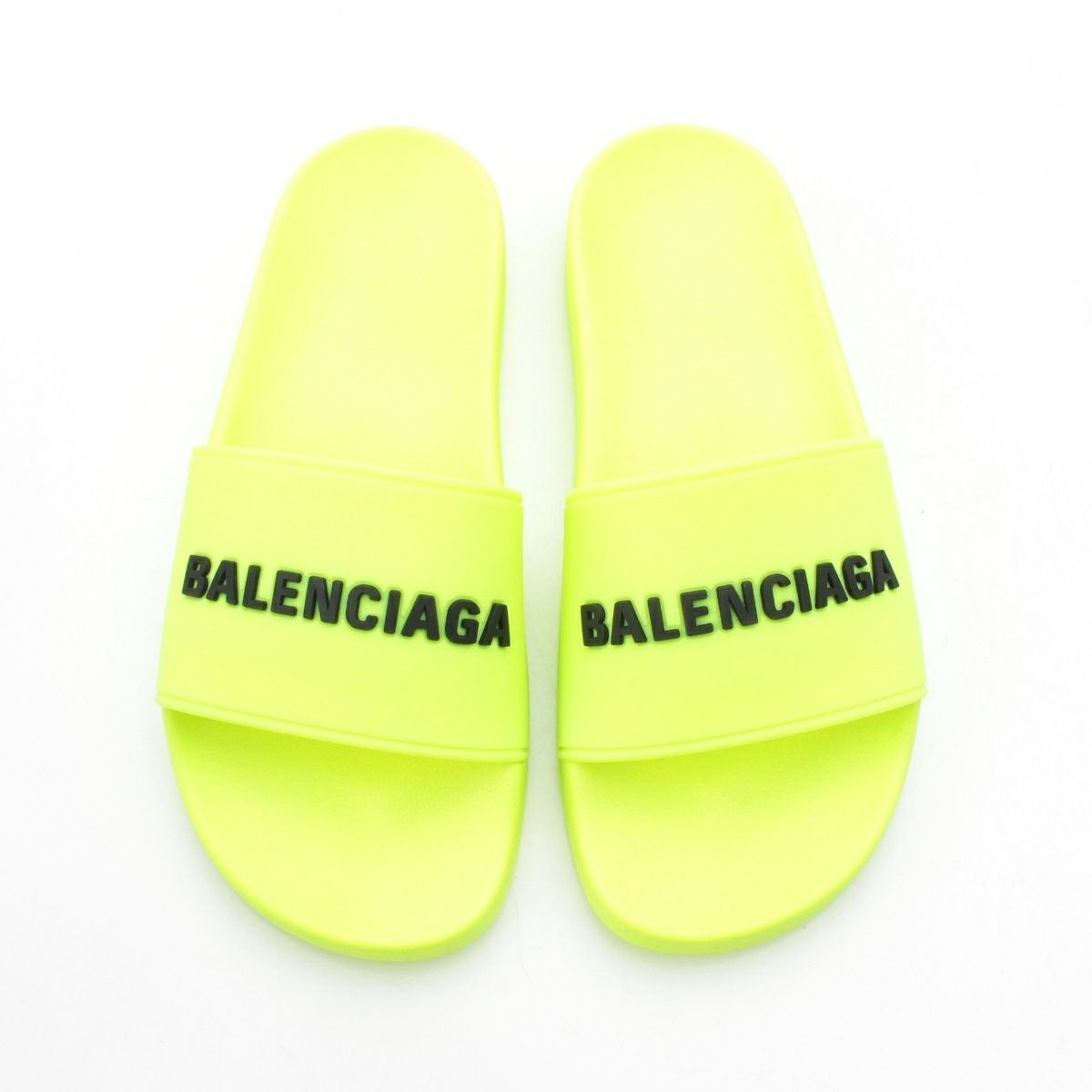 バレンシアガ POOL SIDE ラバー ロゴ サンダル ネオンイエロー 26.5cm