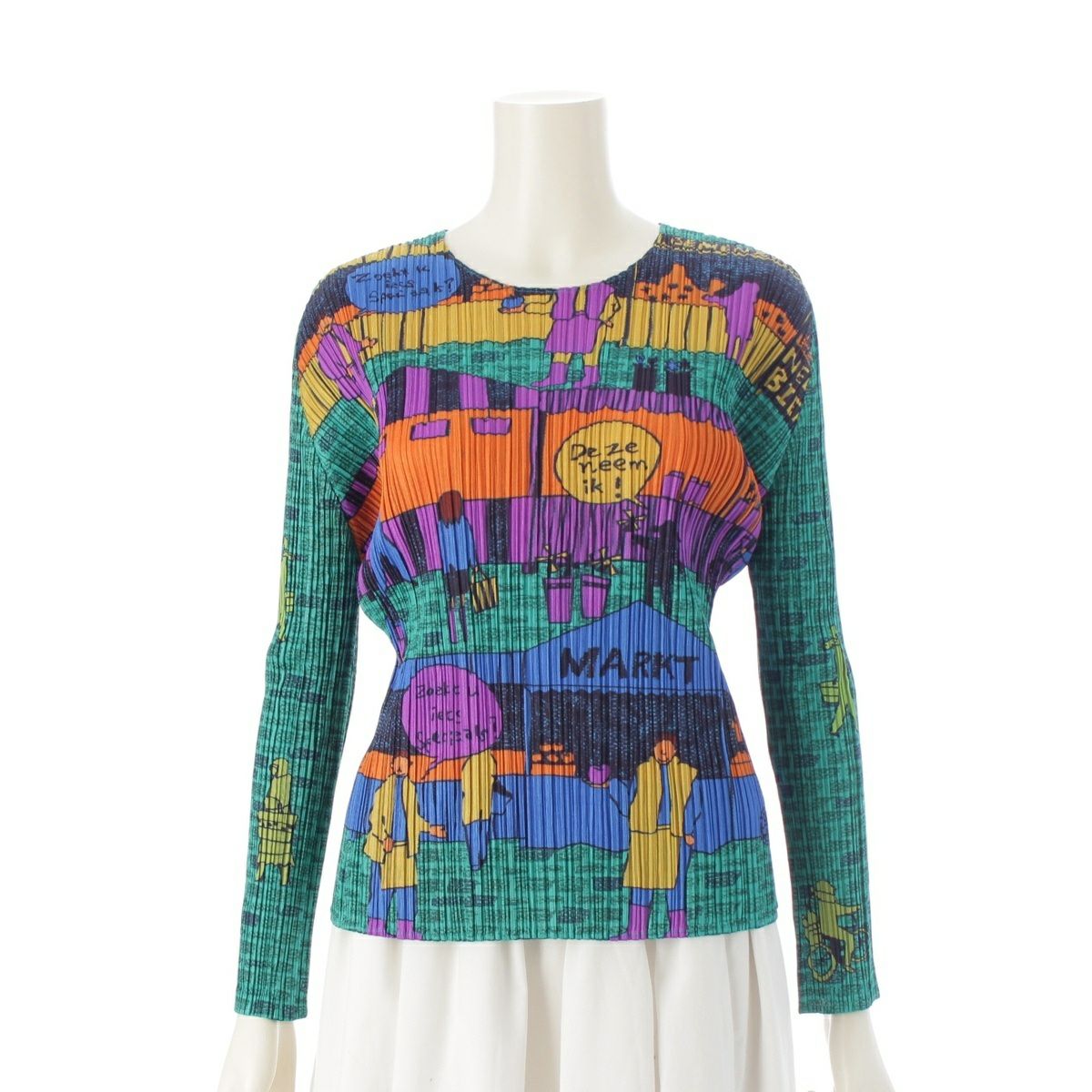 プリーツプリーズ イッセイミヤケ 2006 石畳の街の風 長袖 カットソー トップス マルチカラー