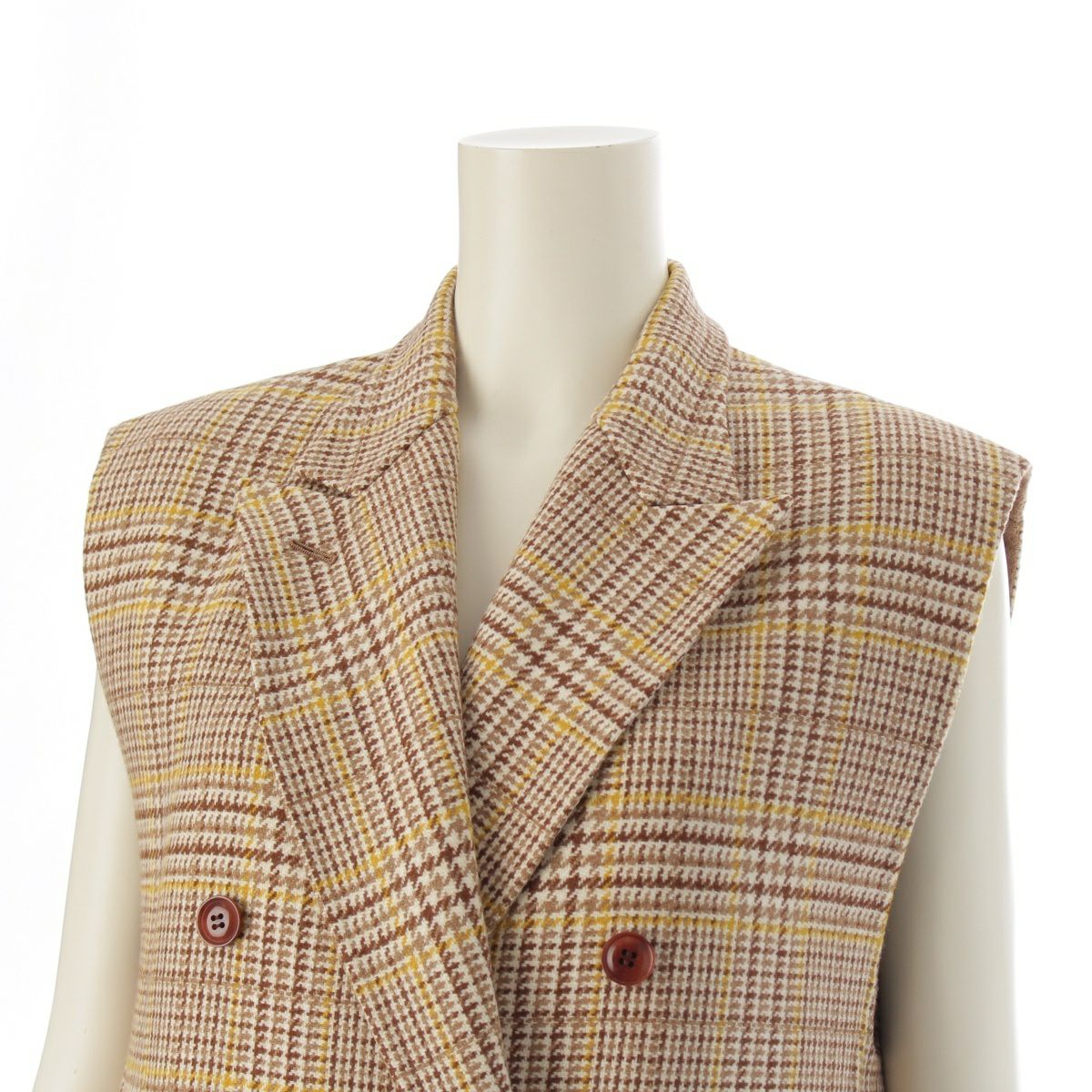 ドゥロワー カシミヤ混 ウール グレンチェック ジレ ベスト 6525-299