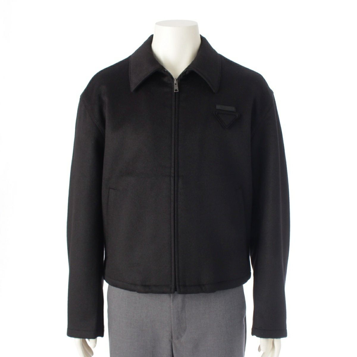 プラダ 2025 ウール アンゴラ トライアングルロゴ ジップアップ ブルゾン アウター SGC908 ブラック XS