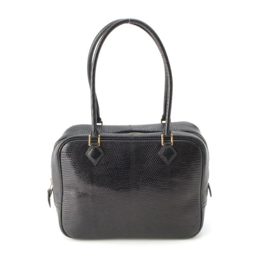 エルメス リザード ミニプリュム ハンドバッグ □J ブラック