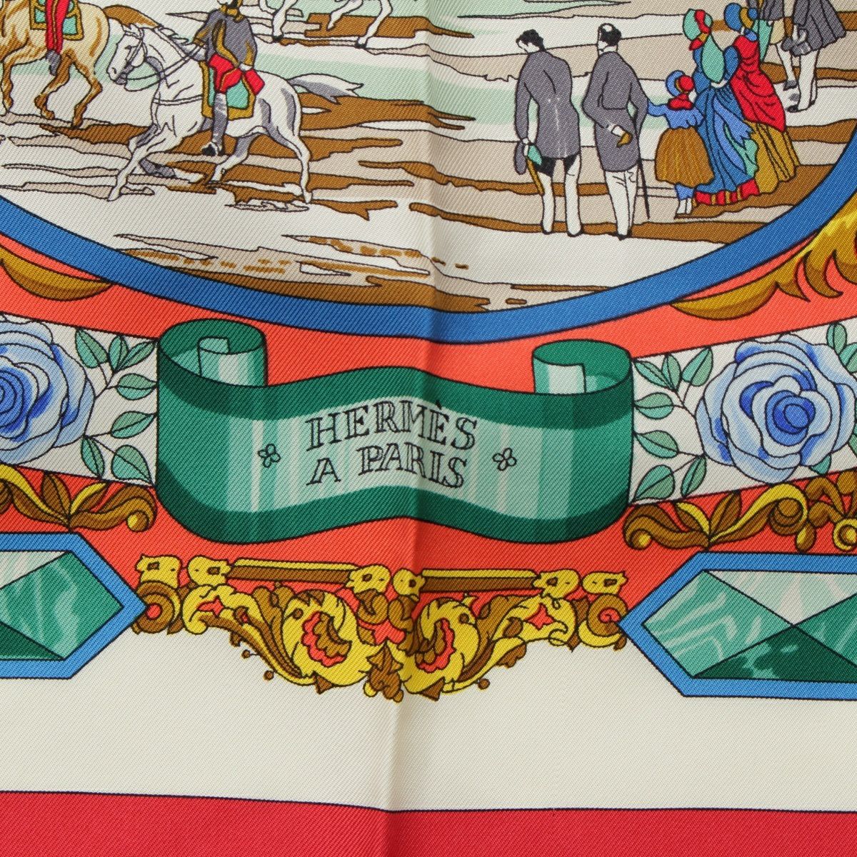 エルメス カレ90 シルク 仏英同盟 スカーフ レッド マルチカラー