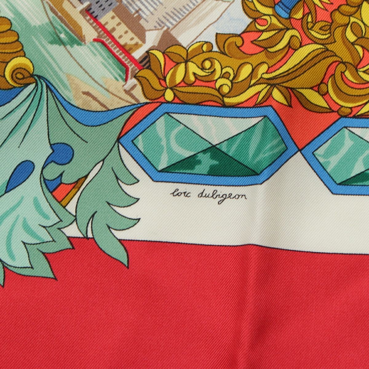 エルメス カレ90 シルク 仏英同盟 スカーフ レッド マルチカラー