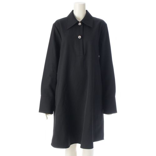 ジルサンダー 2025 ウール ボールボタン ポロ ドレス ワンピース J02CT0550 ブラック 34