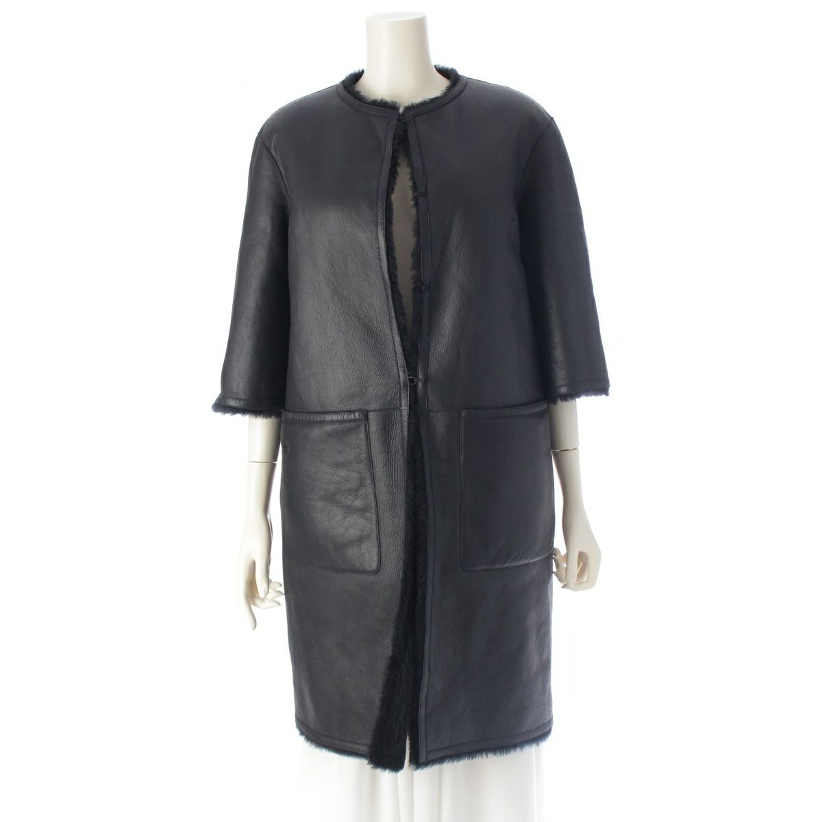 ディオール ラムスキン CDロゴ Bee ビー ムートンコート コート 248M35AL840 ブラック 40