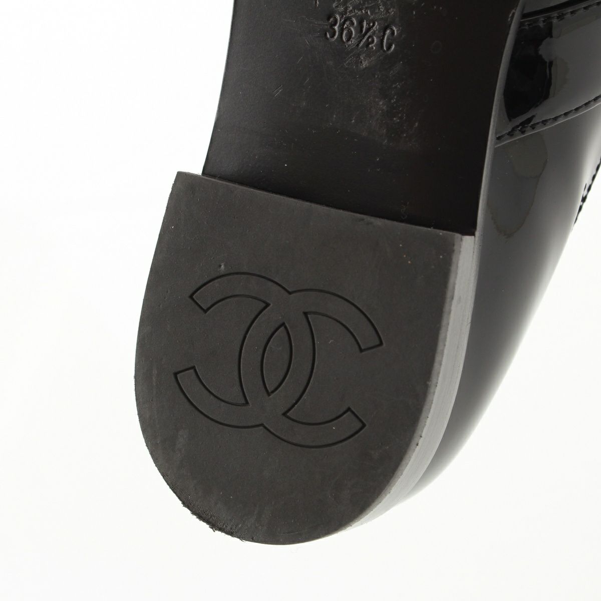 シャネル パテントレザー ココマーク ターンロック ラウンドトゥ