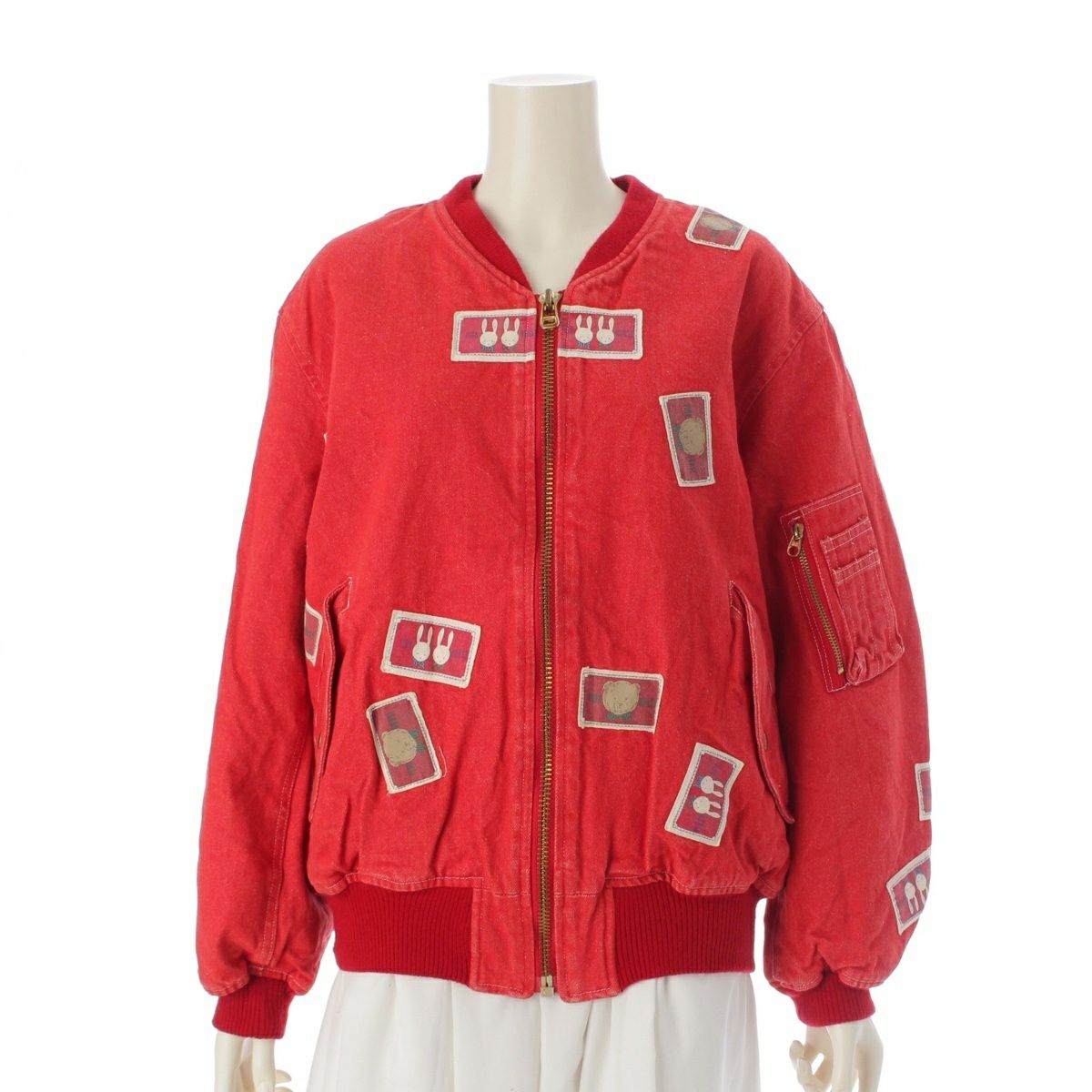 ピンクハウス 初期 80s コットン パッチワーク ダック ブルゾン アウター レッド ワンサイズ
