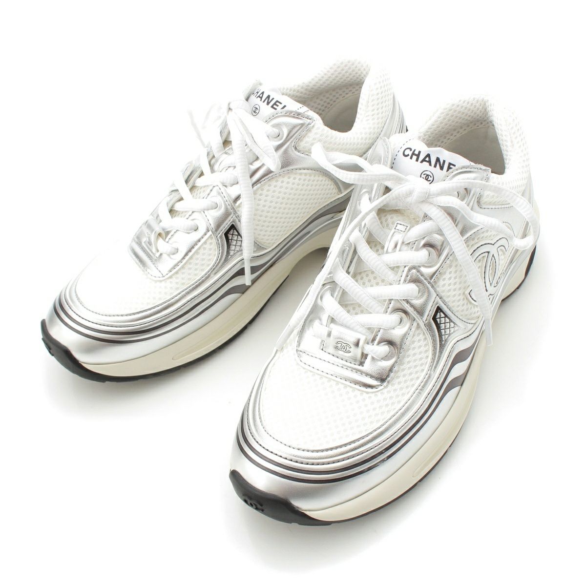 シャネル メッシュ ココマーク レースアップ スニーカー シューズ