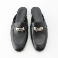 エルメス オズ レザー ケリー金具 ミュール サンダル ブラック 36 1/2