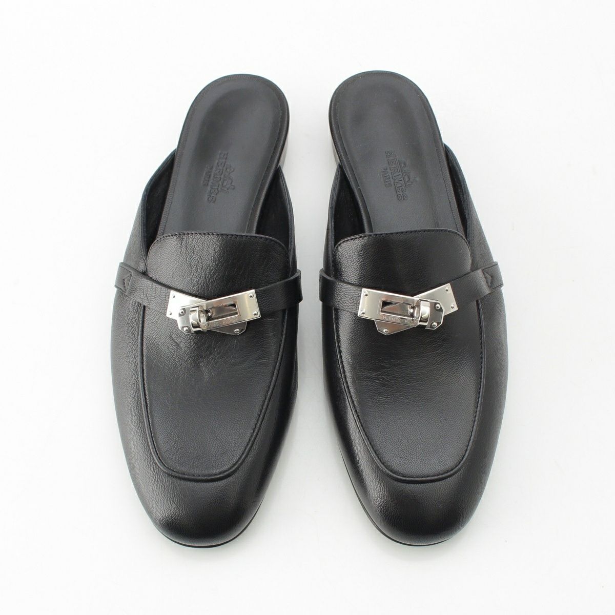 エルメス オズ レザー ケリー金具 ミュール サンダル ブラック 36 1/2