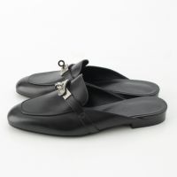 エルメス オズ レザー ケリー金具 ミュール サンダル ブラック 36 1/2