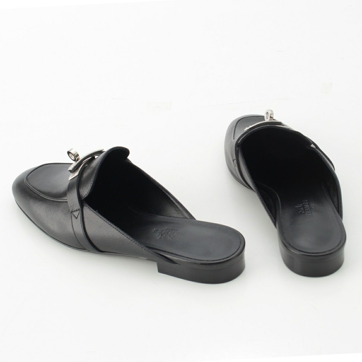 超希少✨未使用✨エルメス オズ サンダル ケリー ミュール 36 1/2 箱付き エルメス オズ レザー ケリー金具 ミュール サンダル ブラック 36 1/2