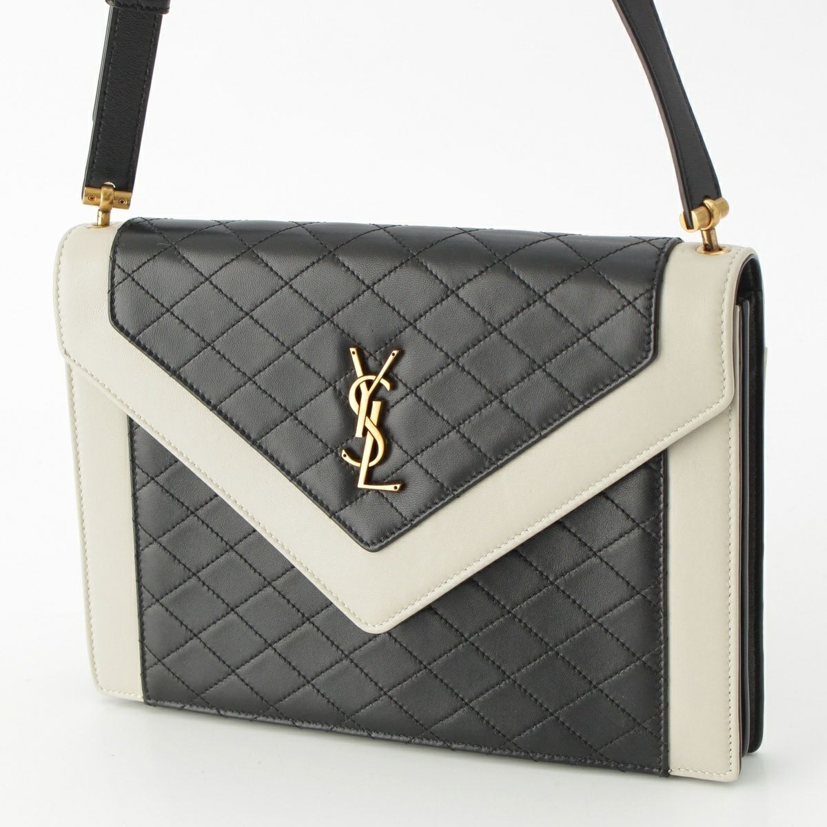 サンローラン レザー YSLロゴ キルティング バイカラー ショルダー