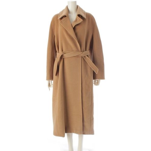 マックスマーラ ウール カシミヤ混 ベルト付き ロング コート アウター ブラウン 40