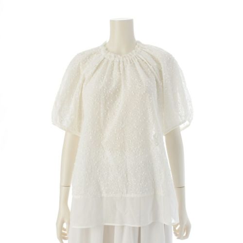 ドゥロワー コットン シアー 刺繍 花柄 ブラウス 6521-299-1319 ホワイト 38