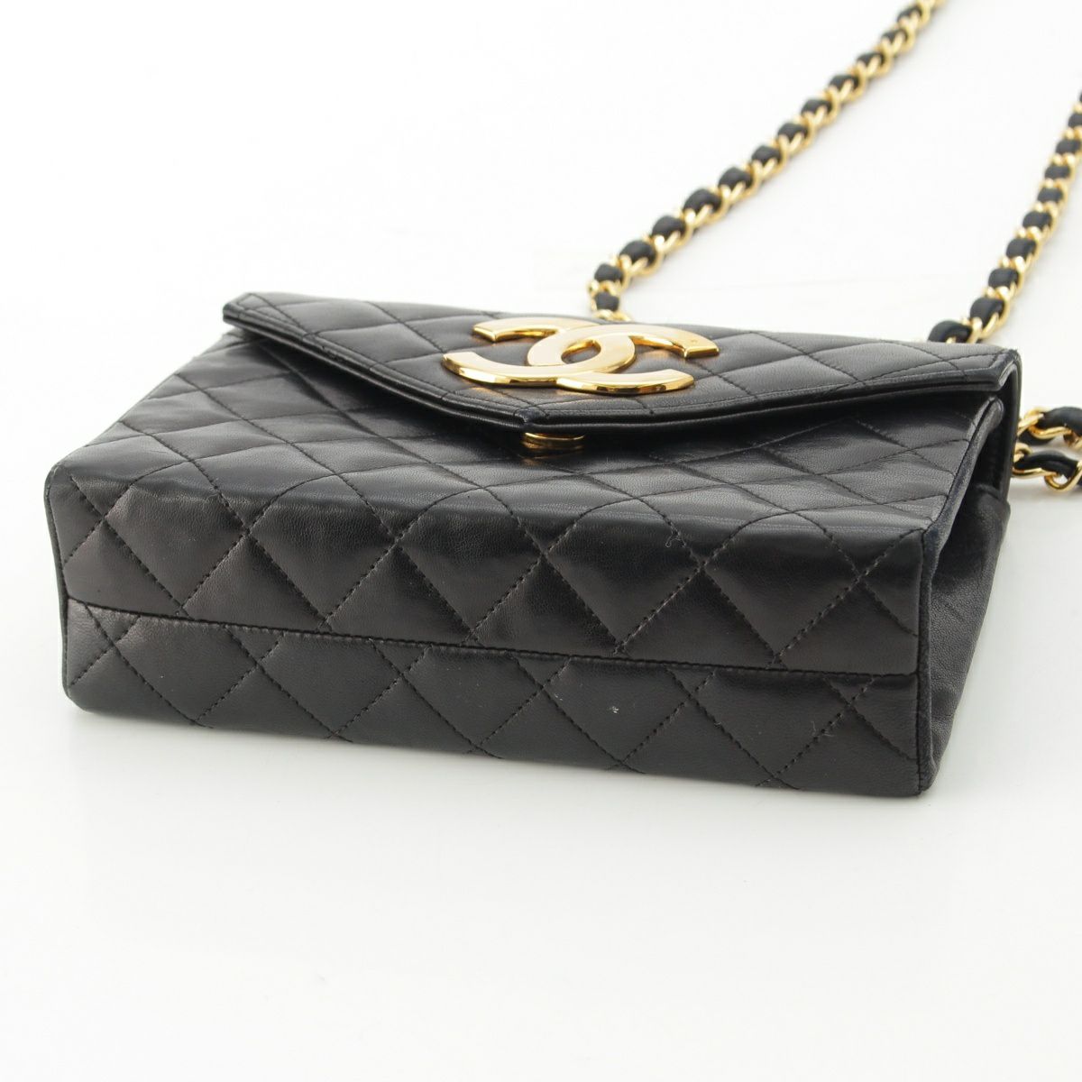 シャネル　黒　ラムスキン　 ポーチ　デカココ　チェーン　ショルダー　正規品 シャネル ラムスキン デカココ チェーン ショルダーバッグ ブラック