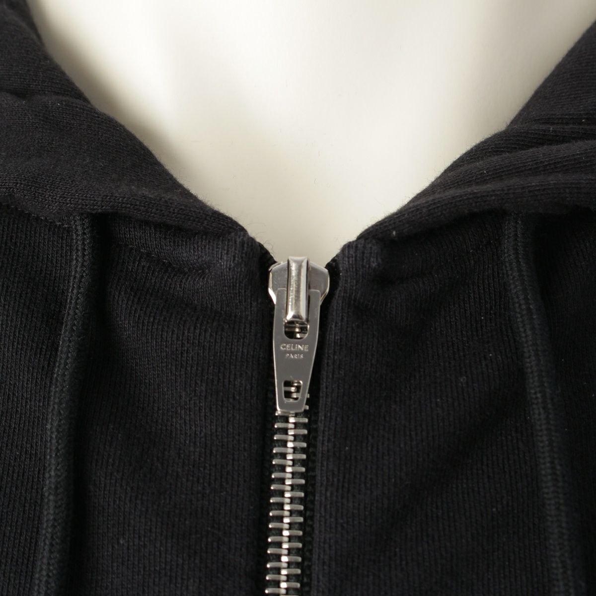セリーヌ コットン フードロゴ ジップアップ パーカー トップス