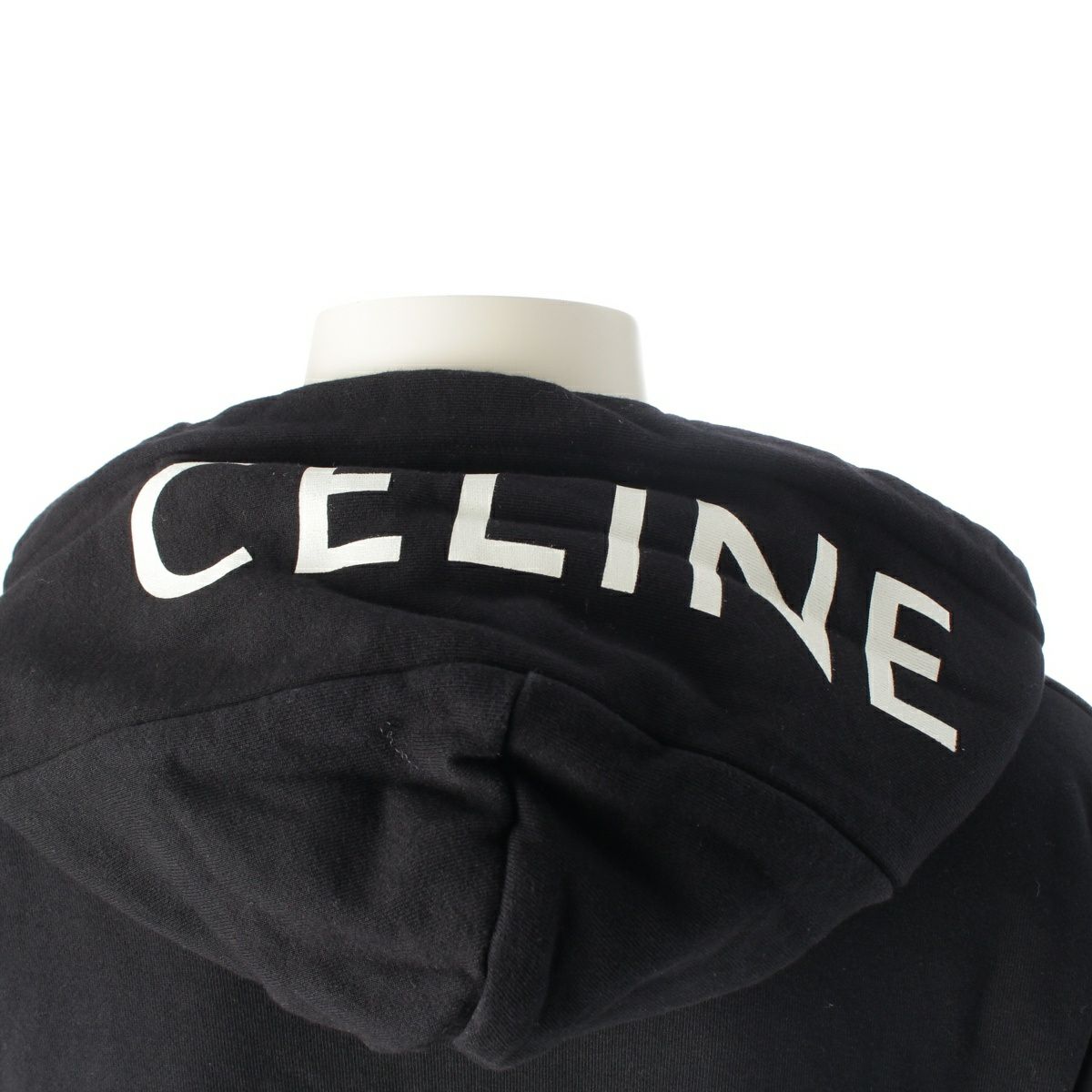 セリーヌ コットン フードロゴ ジップアップ パーカー トップス