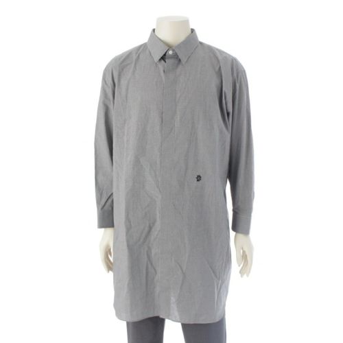 ディオール コットン CDロゴ刺繍 チェック ロング 長袖シャツ MM5A5313AAAA グレー