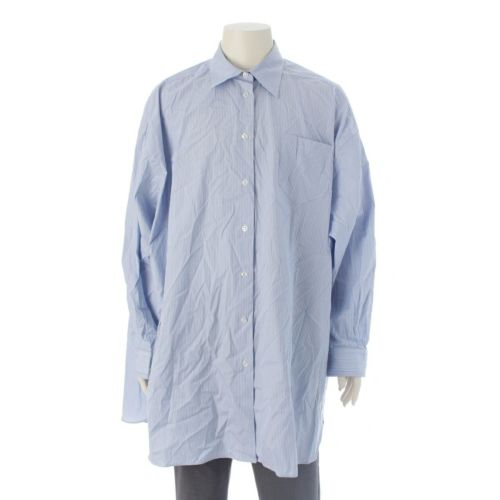 メゾンマルジェラ コットン ストライプ オーバーサイズ 長袖シャツ SI1DL0002 ブルー XS