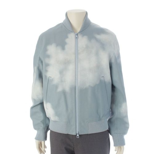 ルイヴィトン 20AW CLOUDS BOMBER カーフスキン レザー クラウズ ボンバー ジャケット ブルゾン HJL98EYOK ブルー 48