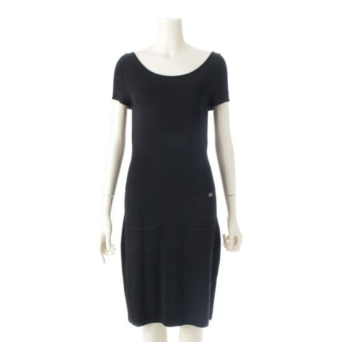 シャネル ココマーク ビスコース 半袖 ワンピース P37944 ブラック 36