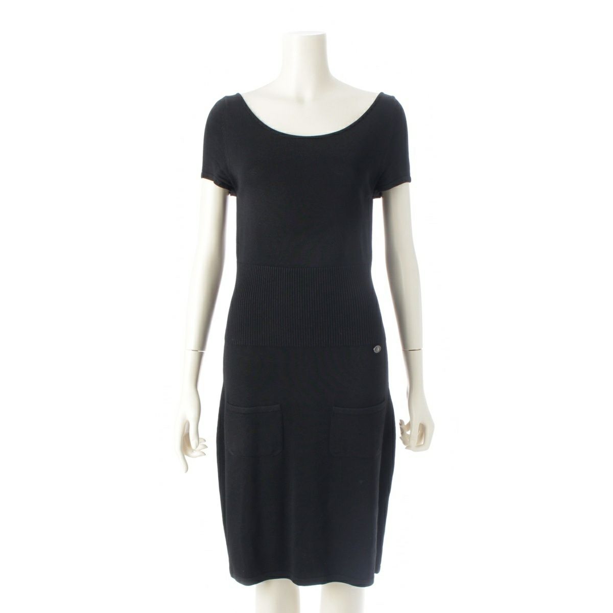 シャネル ココマーク ビスコース 半袖 ワンピース P37944 ブラック 36