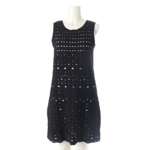 シャネル パンチング ノースリーブ ニット ワンピース P43418 ブラック 36