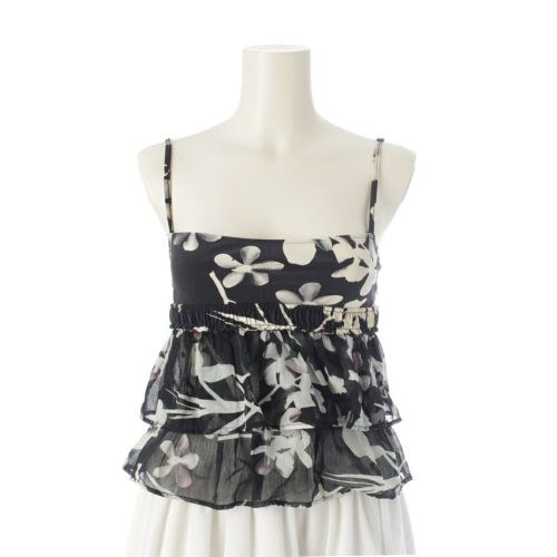 シャネル 04S ナイロン ココマーク クローバー キャミソール トップス P23470 ブラック ホワイト 34