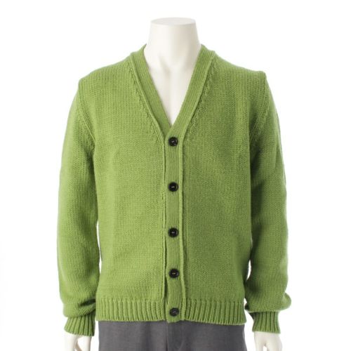 マルニ 23SS ウール バックエンブロイダリーロゴ Vネック ニット カーディガン セーター トップス CDMG0099A0 グリーン 48