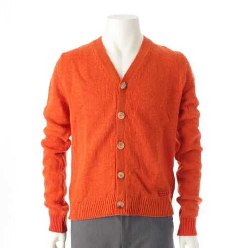 マルニ 23SS ヴァージンウール カラーブロック Vネック ニット カーディガン セーター トップス CDMG0096Q0 オレンジ 48