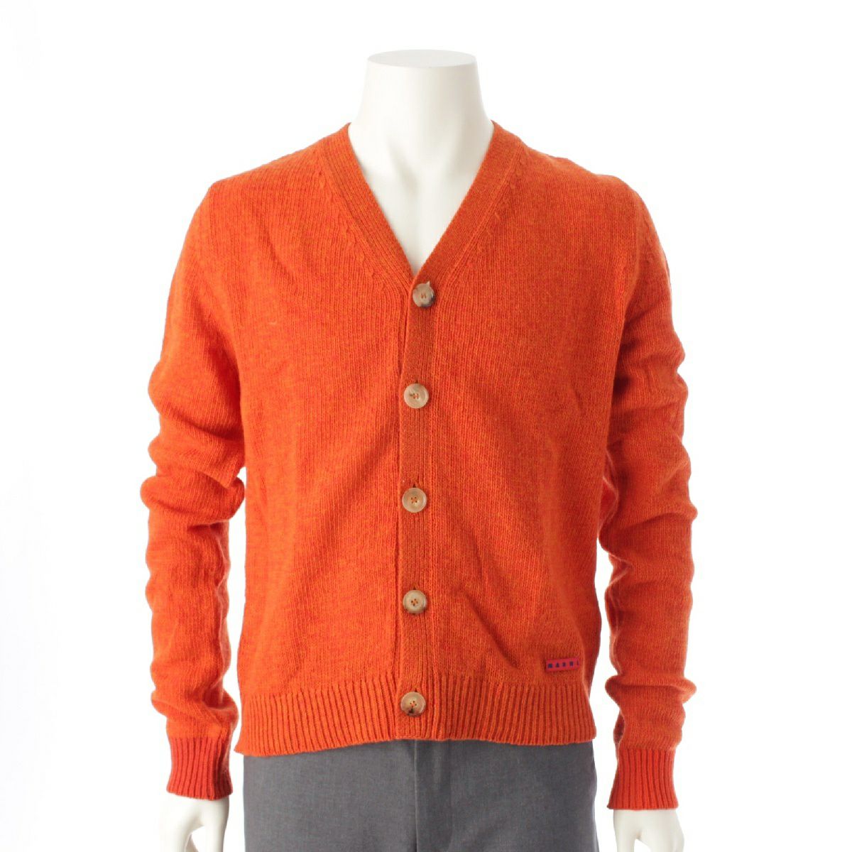 マルニ 23SS ヴァージンウール カラーブロック Vネック ニット カーディガン セーター トップス CDMG0096Q0 オレンジ 48
