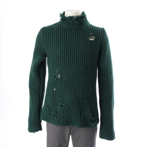 ジェイダブリューアンダーソン ウール ダメージ加工 タートル ハイネック ニット セーター トップス KW0792YN0248580 モスグリーン L