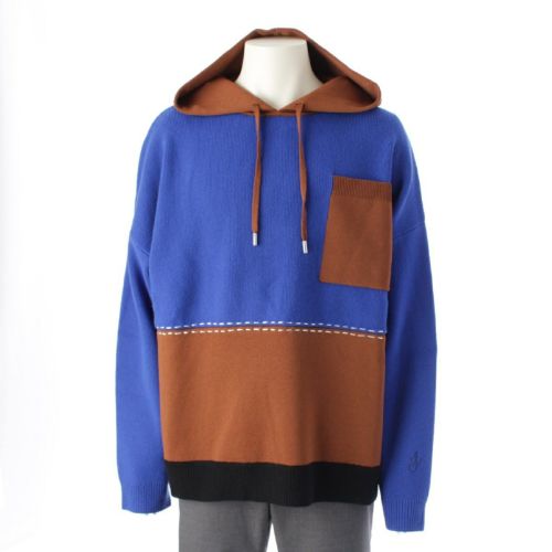 ジェイダブリューアンダーソン カラーブロック ステッチ フーディー ニット トップス パーカー KW0546YN0170187 ブルー ブラウン ブラック L