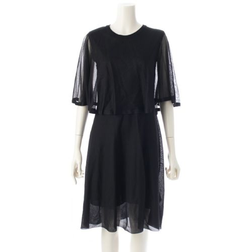 ヴァレンティノ クルーネック シースルー レイヤード ワンピース ドレス 0000023571 01 ブラック L