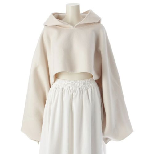 CONTE コンテ 24AW 辺見エミリ ウール フーデッドリバーケープ ダブルフェイス ポンチョ クロップド丈 8525-104-0008 オフホワイト