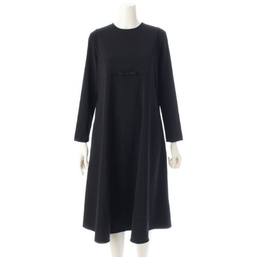 ヨリ 22AW セレモニーライン フォーマル リボン ドレス ワンピース 長袖 膝下丈 YR2224-138AW ブラック 36
