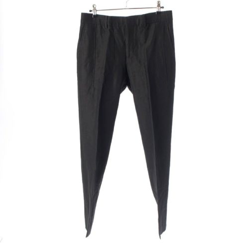 エルメス ウール リネン パンツ ボトムス スラックス 63522000 ブラック 38