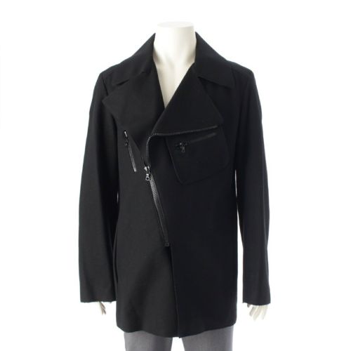 ミュウミュウ アーカイブ ウール ナイロン カシミヤ アーカイブ ダブル ライダースジャケット コート アウター ブラック M