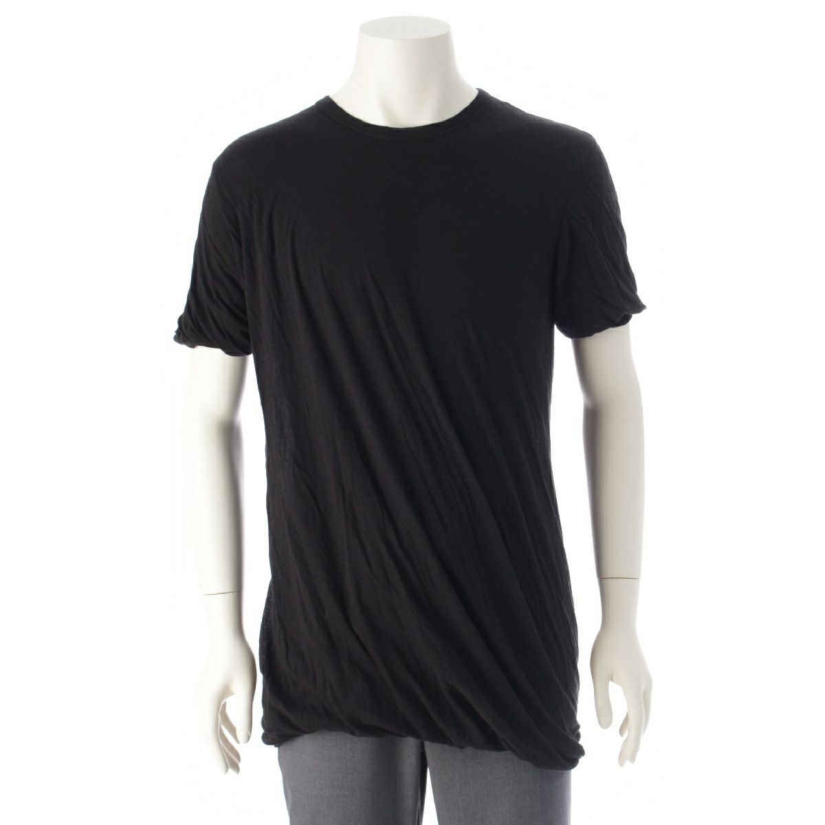 リックオウエンス 22SS コットン DOUBLE ダブルTシャツ 半袖Ｔシャツ カットソー RU01B1256 ブラック XL