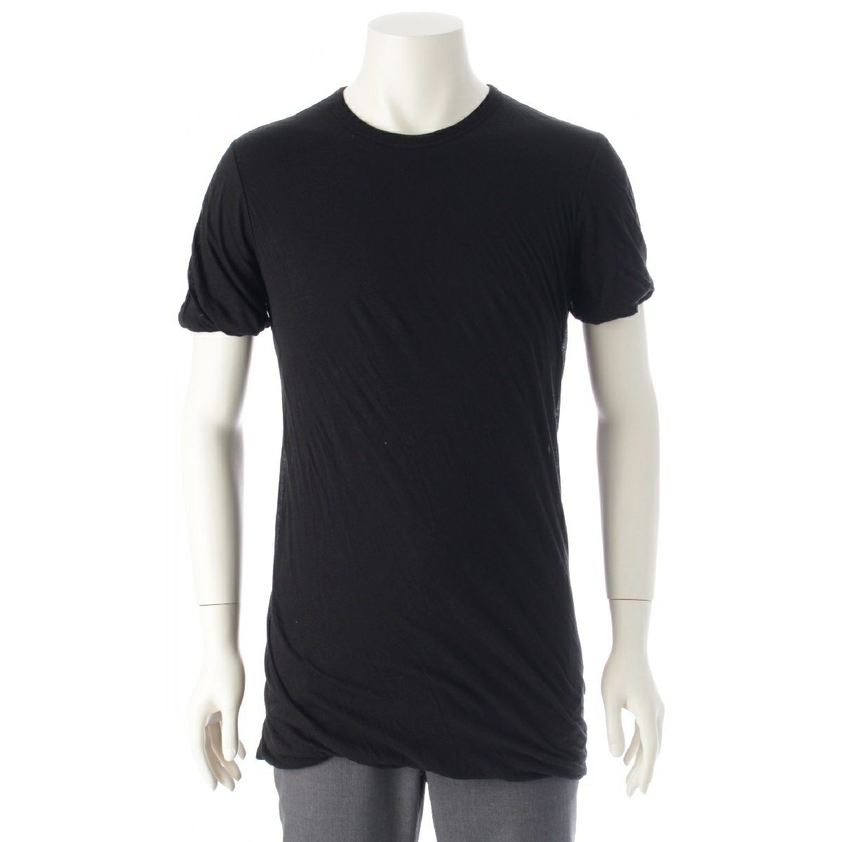 リックオウエンス 23AW コットン DOUBLE ダブルTシャツ 半袖Ｔシャツ カットソー RU02C7256 ブラック XL