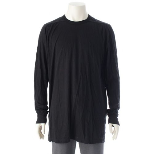 リックオウエンス 22SS コットン ペンプ LEVEL LS TSHIRT レベルTシャツ 天竺 リブ 長袖 カットソー RU01B1266 ブラック XXL