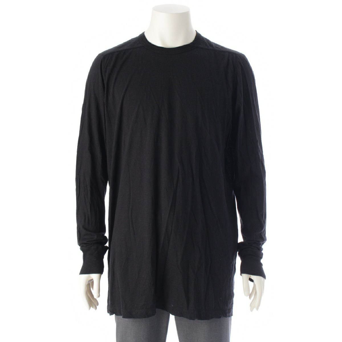 リックオウエンス 22SS コットン ペンプ LEVEL LS TSHIRT レベルTシャツ 天竺 リブ 長袖 カットソー RU01B1266 ブラック XXL