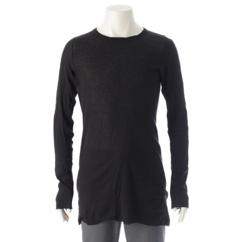 リックオウエンス コットン ロングスリーブ 長袖 クルーネック カットソー Tシャツ RU01B1250 ブラック XXL