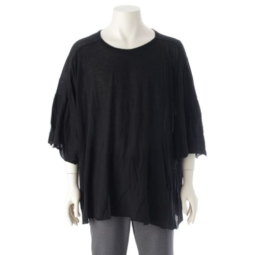 リックオウエンス 24SS コットン TOMMY TSHIRT トミーTシャツ シアーカットソー オーバーサイズ カットソー RR01D3283 ブラック F