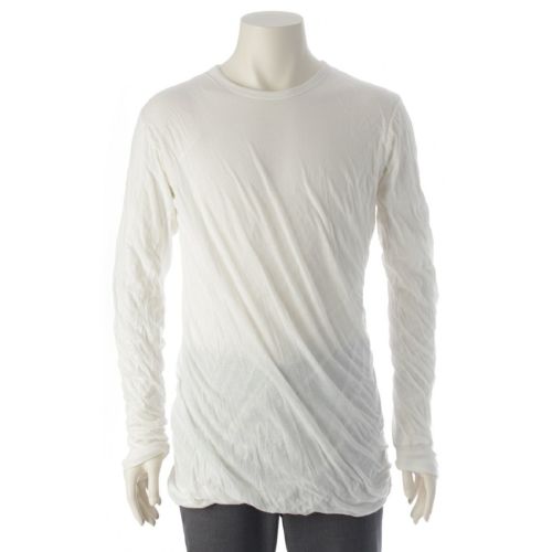 リックオウエンス 20AW コットン DOUBLE LAYER LONG SLEEVE レイヤード 長袖カットソー ソー ガーゼカットソー 長袖Ｔシャツ RU20F3257 ホワイト L