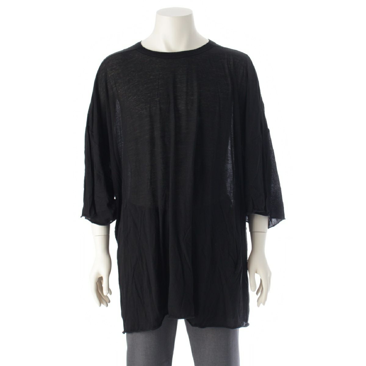 リックオウエンス 24SS コットン TOMMY T トミーTシャツ シアーカットソー カットソー RR01D3283 ブラック F